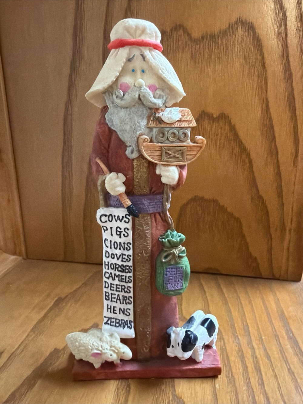 Noah’s Ark Vintage Resin Figurine 8” 1990’s Collectible by Albert E Price